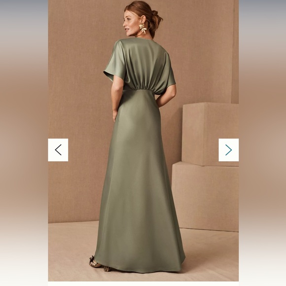 COPY - BHLDN Leila Deep-V Flutter-Sleeve Satin A-Line Gown size 12 - Picture 4 of 4